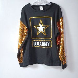 Pink Victoria's Secret with 5th& Ocean Pullover Sweatshirt Us Army Bling Size S